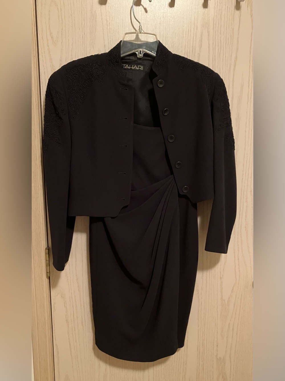 Tahari Two Piece Navy Dress and Jacket Set Petite 2